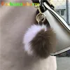 13 cm/5 "-café/rose véritable boule de fourrure de renard pompon sac à main porte-clés téléphone pendentif porte-clés glands cadeau