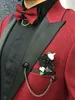 Burgund Bling Bling Herrenanzüge mit schwarzer Schal-Revers-Jacke, Hochzeits-Smoking-Mantel, Slim-Fit-Abschlussballkleid, reguläre Maßanfertigung3241897