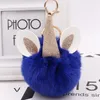 15pcs / Lot Moda Pompom Unicorn Fur bola Chaveiro Rabbit Fur animal Bag Acessórios Plush Car Chaveiro Celular Pendure