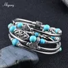 Hiyong boho wrap armband för kvinnor multilayer armband naturlig lava sten chakra pärlor eterisk oljet diffusor armband för tjejer