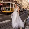 Sexy Plus Size Sommer Bohemian Brautkleider Sheer Illusion Lace Appliziertes Top Open Back Tüll Langes Hochzeitskleid Brautkleider Günstig