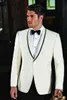 Новый модный жених смокинги жениха Шаль Слоновой Кости лацкан лучший человек костюм свадебный мужской пиджак костюмы (куртка + брюки + пояс + галстук) 1290