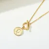 Gold Elizabeth Medal Necklace in Stainless Steel Signet Pendants Necklace with Toggle Clasp