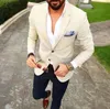 Casual masculino terno noivo smoking único breasted jaqueta marinha com calças brancas fino ajuste casamento convidado wear baile de formatura terno formal cust2825392