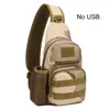 Sacs Sac à bandoulière tactique pour hommes MOLLE CHOSE SAG avec USB Sac à dos extérieur imperméable Bags d'escalade de chasse