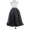 Nyaste Kvinnors Casual Lolita Elastic Wide Waistband Solid Svart 2 Layer Organza Tulle Skirt High Stretch Party Club Wearing S-XXL Drop Ship