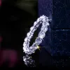 Design de luxo espumante anel de noivado de diamante elegante 4mm coração redondo quadrado cúbico zircônia pavimentada 925 jóias de prata