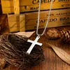 Simple Silver Cross Pendants Necklace in Stainless Steel Men's Gift