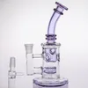 Schüssel 14.4mm Joint Hunter Blue Glass Bongs Reifen Percs Recycler Glaswasserpfeifen Kopfbrause Percs Bubbler Dab Rig Zwei Fuction Hookahs