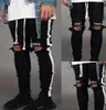 Fashion-19SS Mens Designer Jeans 2019 Spring Black Ripped Distressed Holes Design Jean Pencil Pants Pockets Hommes Pantalones