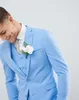 Tuxedos de marié bleu clair, revers cranté, smoking de mariage, mode hommes, veste de bal, blazer, costume 3 pièces (veste + pantalon + cravate + gilet) 1826