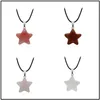 Moon Star Pendentif Collier Bijoux Fantaisie pour Femmes Hommes Fille Cadeau Cristal Naturel Pierre de Quartz Turquoise Coeur Charme Collier avec Chaîne en Corde de Cire en Cuir PU