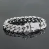 Hip Hop Bracelet Plein Strass Cubain Tennis Danse Rap Hommes Mode Or Et Argent Bijoux largeur 12mm