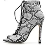 여성 지퍼 샌들 뱀 인쇄 발목 부츠 슈퍼 높은 패션 들여다 발가락 숙녀 섹시한 신발 2019 새로운 부츠 샌들
