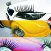 2pcs / lot 3d affascinante nero nero falso ciglia finte eye slittino autoadesivo auto faro decorazione decorazione divertente per scarabeo