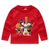 T-shirt per bambini di Halloween Natale T-shirt per bambini Manica lunga Babbo Natale zucca cartone animato T-shirt Maglioni T-shirt casual in cotone per bambini Top M128