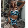 High Waist Swimwear Women Swimsuit 2018 Bikini Bandage Bikinis Set Padded Bathing Suit New Leaf Print Biquini Maillot de bain