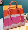 Mulheres clássicas Bola nuvem Rainbow Contrast Color Shopping Shopping Bolsa de praia Real Leather Crossbody Purse Messenger Bolsa