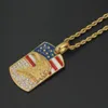 Hip hop ABD bayrağı kartal diamonds erkekler kadınlar için kolye kolye Amerikan Paslanmaz çelik lüks kolye Küba zincir köpek etiketi takı