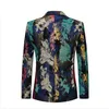 Mens Floral Printed Blazers New Autumn Winter Slim Fit Casual Fashion Blazer Dress Colorful Stage Clothing Prom Blazers