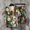 رجل مجموعة قصيرة الأكمام قميص هاواي والسراويل الصيف عارضة الأزهار قميص الشاطئ قطعتين بدلة 2020 جديد أزياء الرجال مجموعات S-5XL CX200609