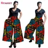 2019 Women African Batik Print Pants African Print calf-length Loose long Wide Leg Pants Ankara 100% wax Cotton Clothing WY1679