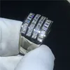 ヴィンテージ壮大なリング925スターリングシルバーの約束ダ​​イヤモンドCZの婚約の結婚式のバンドリング女性男性の指の宝石類
