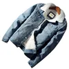 Bont kraag denim jas mannen winter warm fleece Jean jassen mannelijke casual kopie sherpa heren jassen uitloper cowboy bomber kleding