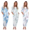 Tie Dye Stampato Tracksuit Donne Girls Pigiama Set Set a maniche lunghe Top Pantaloni lunghi Pantaloni Pigiama PJ Set Loungewear Sleepwear Sleepwear 2pcs Suits LJJA4090