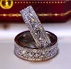 Brilliant Sólido 925 casamento de prata aniversário Rodada Amantes SONA diamante anel de noivado BAND Fine Jewelry Homens Mulheres presente Fan