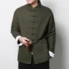 Style chinois coton Tai chi haut hommes à manches longues veste tang vêtements d'extérieur vêtements traditionnels chinois printemps Wushu Kung fu chemise284b