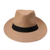 Homens e mulheres grandes chapéus de cowboy Panamá Chapéus de palha Outdoor Sports Caps Ampla Brim Chapéus