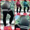 Women Plaid Striped Sport Leggings Yoga Pants Push Up Tights Gym Exercise Leggings High Waist Fitness Running Athletic Trousers