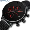 2020 Herrkvinnor Stopwatches Crrju unik design Luxury Sport Wrist Watch Rostfritt stål Mesh -remmar Häns Fashion Casual Date278o