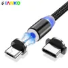 Magnetic Cable With LED Flash Micro USB Type C Magnetic USB Charging Cable For Huawei Samsung Xiaomi LG Andriod and Other Smartphones