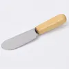 Kitche Portable manche en bois pelle à beurre outil de petit déjeuner 10 cm couteau à beurre fromage dessert sauce spatule spatule en acier inoxydable 5981359