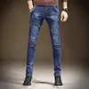 Heren jeans 2021 herfst arrivals heren kwaliteit slim casual mannelijke denim broek rechte slim fit zwart blauwe broek yong man1