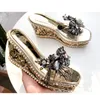 Gouden zilveren strass Fringe High Heel Platform Wedge Sandals Women Designer schoenen Transparante slippers 2020 Grootte 34 tot 40 TRAAN4198043