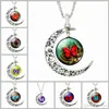 Moon Necklace Galaxy Planet Glass Cabochon Picture Silver Half Statement Chain Choker Necklaces & Pendants