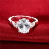 Free ship Epacket DHL Plated sterling silver Oval zircon ring DHSR691 US size 8; Fashion women's 925 silver plate Three Stone Rings jewelry
