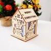 Led Christmas Wood House Hanging Decoration For Santa Claus Elk Reindeer Bell Christmas Tree Hanging Ornaments Decor Xmas Gift XD20854