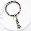 Leopard Print PU Leather Keychain Bracelet Bangle Keyring Circle Key Ring Leather Tassel Bracelet Holder Fashion Jewelry265i