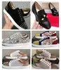 Nowe Rivet Sneakers Red Bottom But Niski Cut Zamszowe Buty Spike Dla Mężczyzn I Kobiet Buty Party Wedding Crystal Leather Sneakers 36-46 Darmowe Shipp