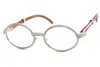 Bonne Qualité 18K Or Vintage Bois 7550178 Lunettes De Soleil Rondes Vintage Unisexe Haut De Gamme Diamant Lunettes Limitée C Décoration Designer Hommes Femmes De Luxe