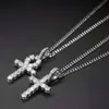 Fashion-ankh cross pendant necklace jewelry set for men women luxury designer mens bling diamond christian pendants hip hop chain necklace