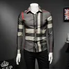 2023 nuovi top da uomo plaid camicie a maniche lunghe stazione europea personalità primavera e autunno tutto-fiammifero moda tendenza casual s239H