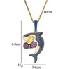 Ny högkvalitativ helhiphoppersonlighet Pendant Boxing Shark Pendant Copper Inlaid Zircon Necklace256h
