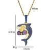 New High quality Wholesale Hip hop Personality Pendant Boxing Shark Pendant Copper-inlaid Zircon Necklace