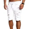 男性の定期的なショートジーンズパンツ夏のカジュアルホールジッパーミッドウエストショーツ男性のソリッドジャンショートパンツサイズM-3XL