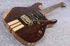 RGPrestige 77 Natural Walnut Brown Electric Guitar Neck Thru Body 24 Frets Floyed Rose Tremolo Bridge Locking Nut HSH Pickups